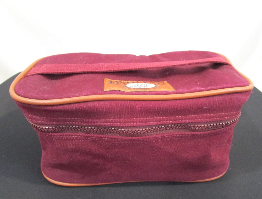 EUC! VTG Lands End Deluxe Burgundy Canvas Square Rigger Toiletry Bag